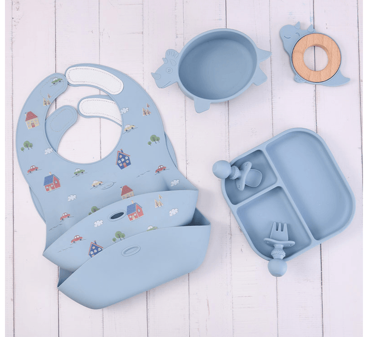 Silicone Feeding Set | Silicone Bibs with Eating Utensils Set| JoiKids